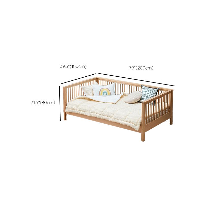 Contemporary Glam Solid Wood Nursery Crib Washed Natural with Guardrail