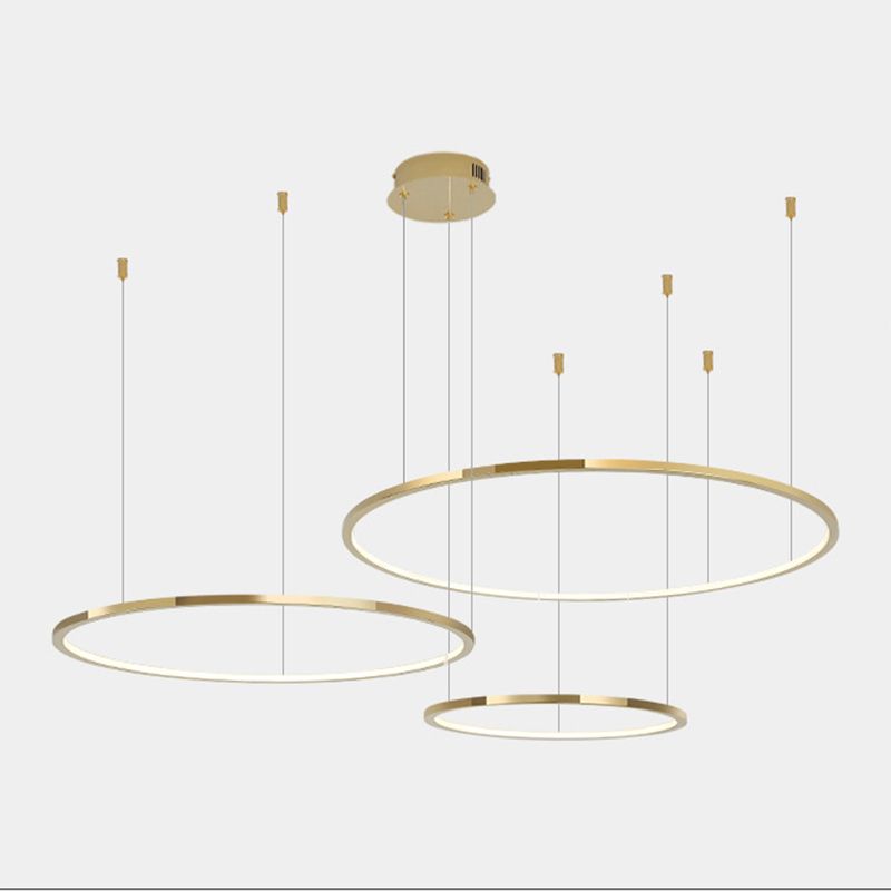 Stainless Steel Golden Chandelier Light Circle Simple Chandelier Lamp