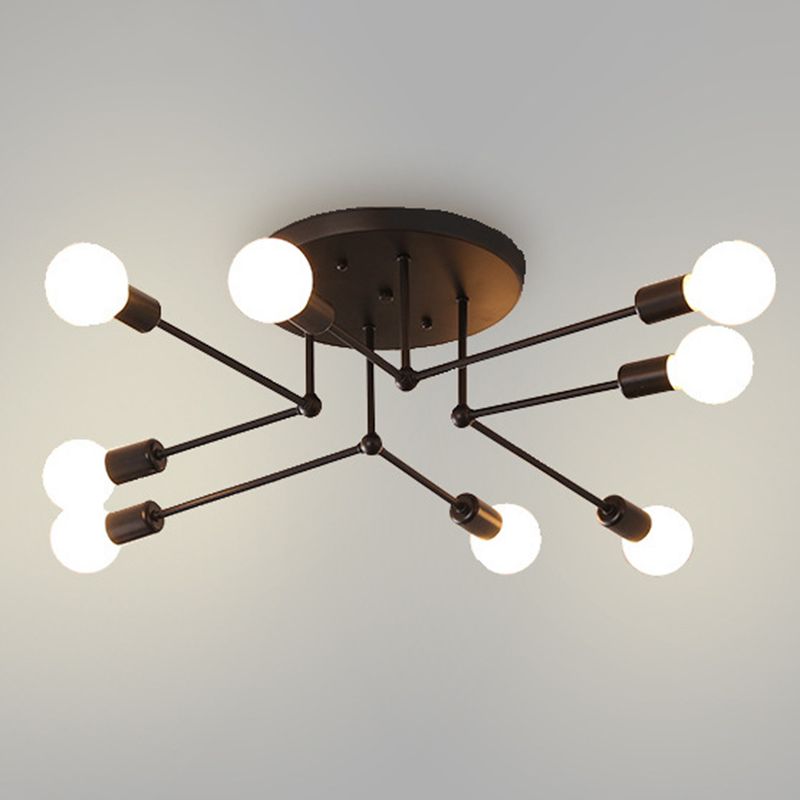 Modern Metal Ceiling Lighting Retro Sputnik Design Semi Flush Mount Lighting for Living Room