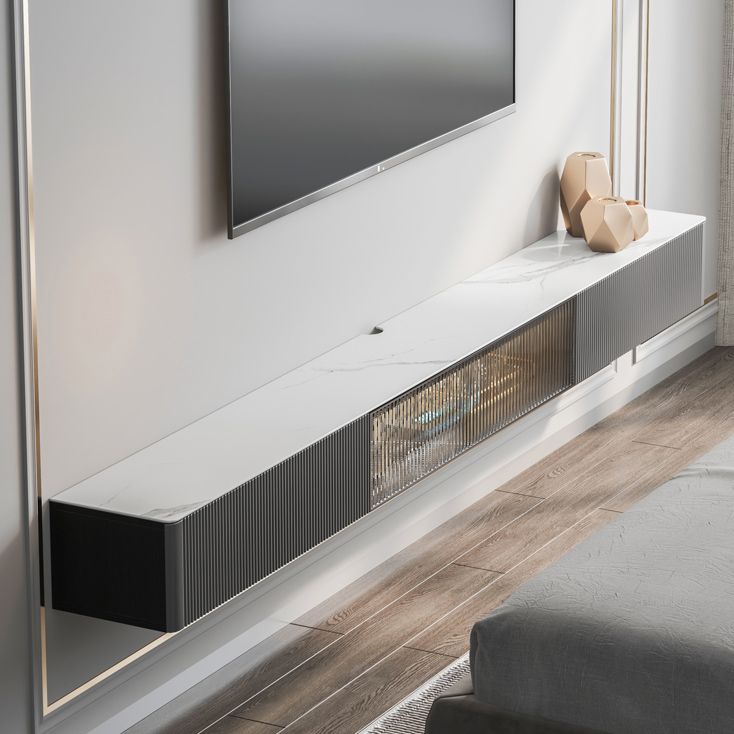 Contemporary TV Stand Console with Drawers Floating TV Media Stand