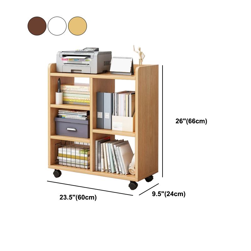 Manufactured Wood Geometric Bookshelf Modern Open Bookcase with Caster Wheels