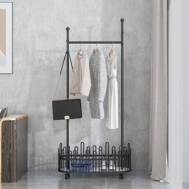 Gorgeous Metal Coat Rack Free Standing Hooks Storage Basket Coat Hanger