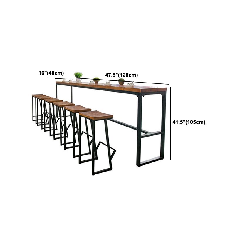 Rectangle Pine Top Bistro Table Modern Pub Table with Metal Base