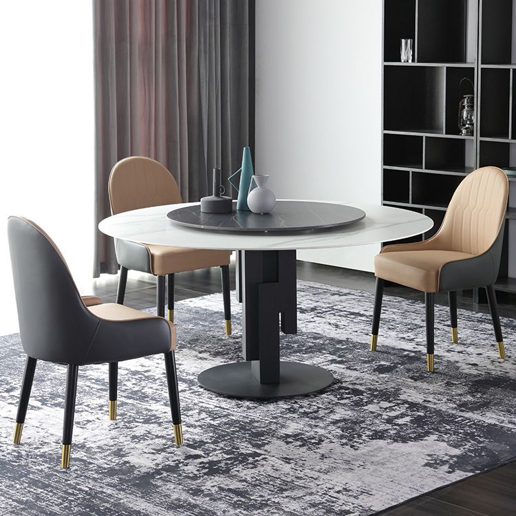 Modern 1/3/4/7 Pieces Dinette Set with White Sintered Stone Top Round Dining Table Set