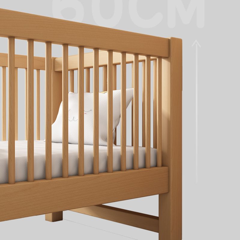 Solid Wood Nursery Bed 39.4" High Natural Convertible Baby Crib