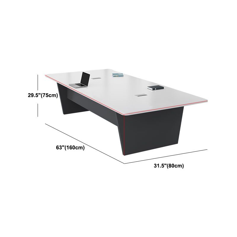 Modern Rectangular Office Desk White Wooden Writing Desk for Office