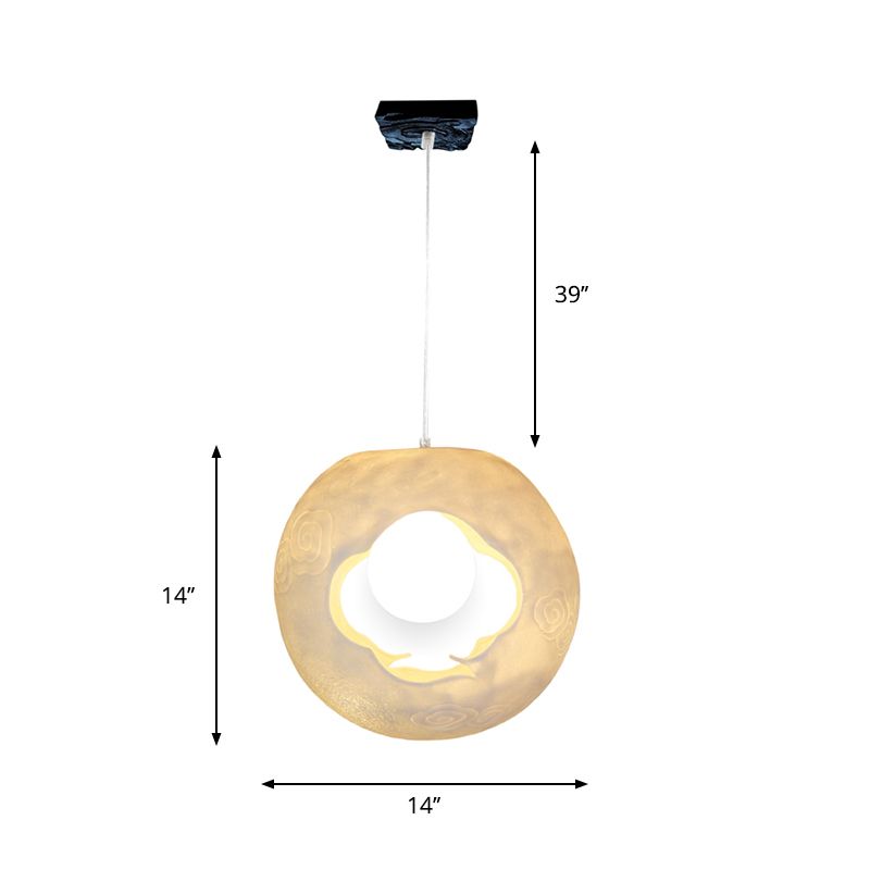 1 kit lampada per camera da letto in bulbo kit a pendolo bianco moderno con tonalità in resina a sfera tagliata laser