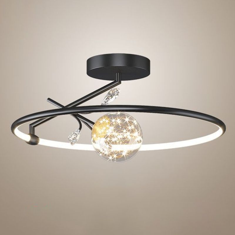 Round Semi Flush Mount Light Fixture Modern Metal LED Semi Flush Mount Ceiling Light