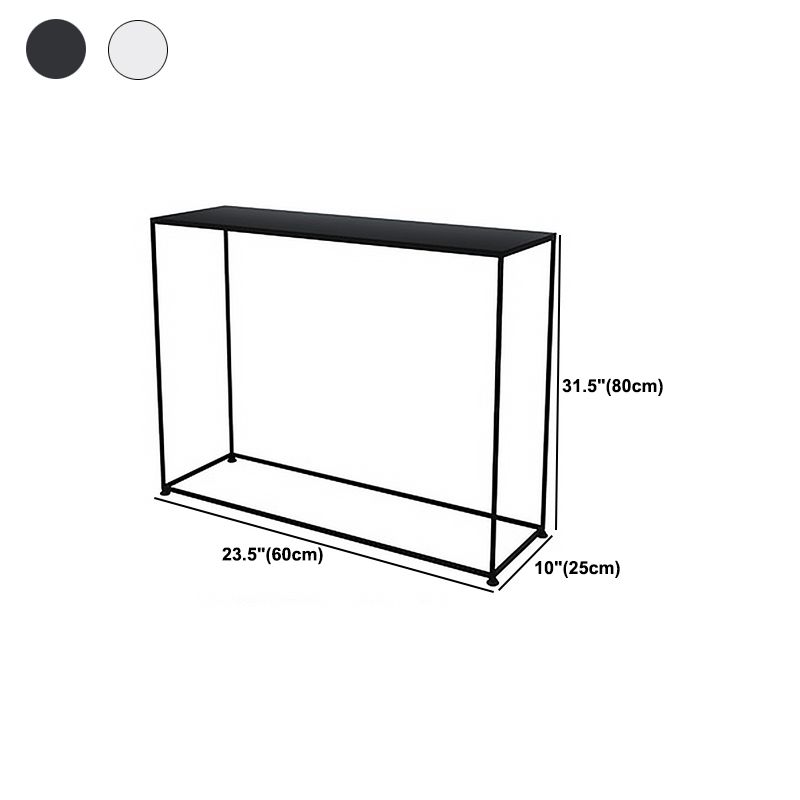 Contemporary Iron Rectangle Storage End Table with Shelf Frame Console Table