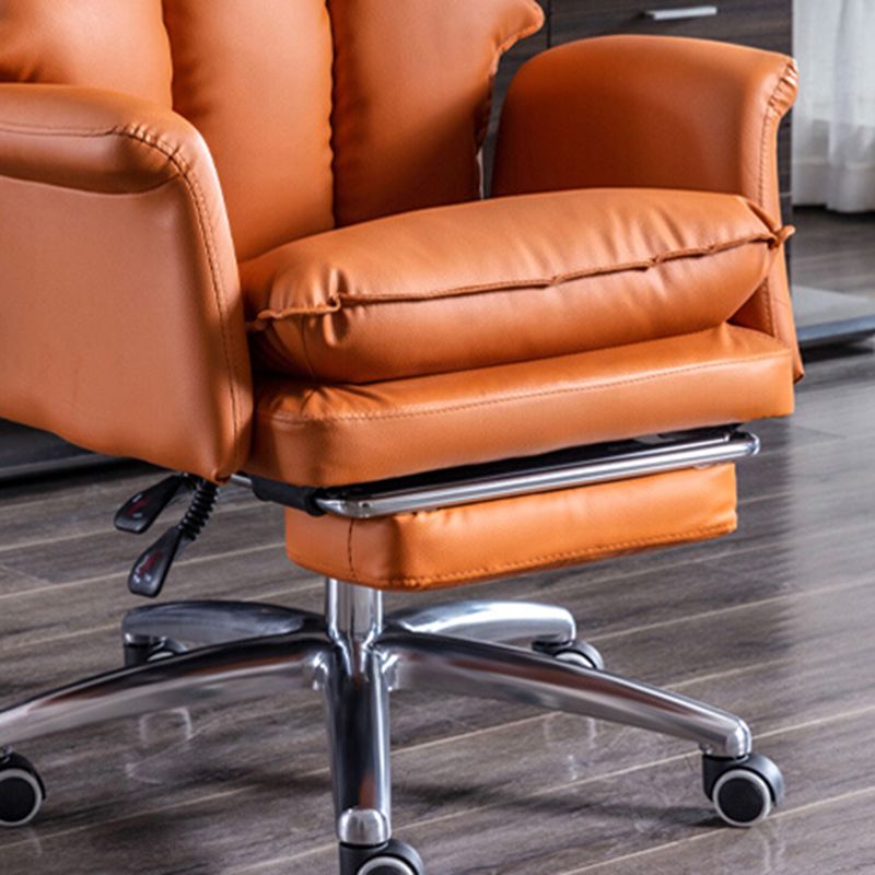 Modern Leather Armless Office Chair No Distressing Ergonomic Desk Chair with Wheels