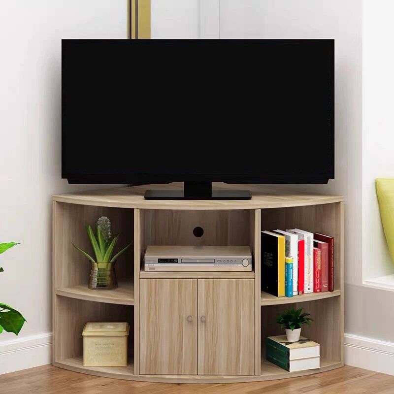 Contemporary Corner TV Stand Engineered Wood TV Cabinet with Door