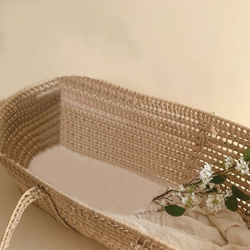 Classic Natural Baby Moses Basket Oval Rattan 10" H Crib Cradle