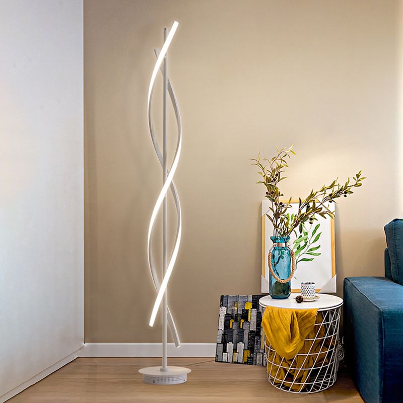 Acrylic Spiral Linear Standing Floor Lighting Simplicity LED White Floor Reading Lamp for Bedroom