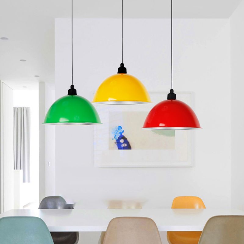 Single-Bulb Bowl Shaped Hanging Light Loft Metallic Suspension Pendant for Dining Room