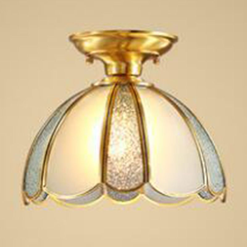 Bowl Ceiling Mounted Fixture Simplistic Gold Glass Close to Ceiling Lighting Fixture