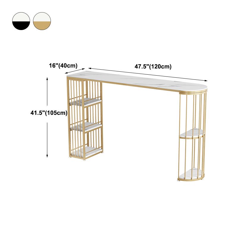 Luxurious Bar Table 42-inch Height White Stone Top and Iron Base Bistro Table