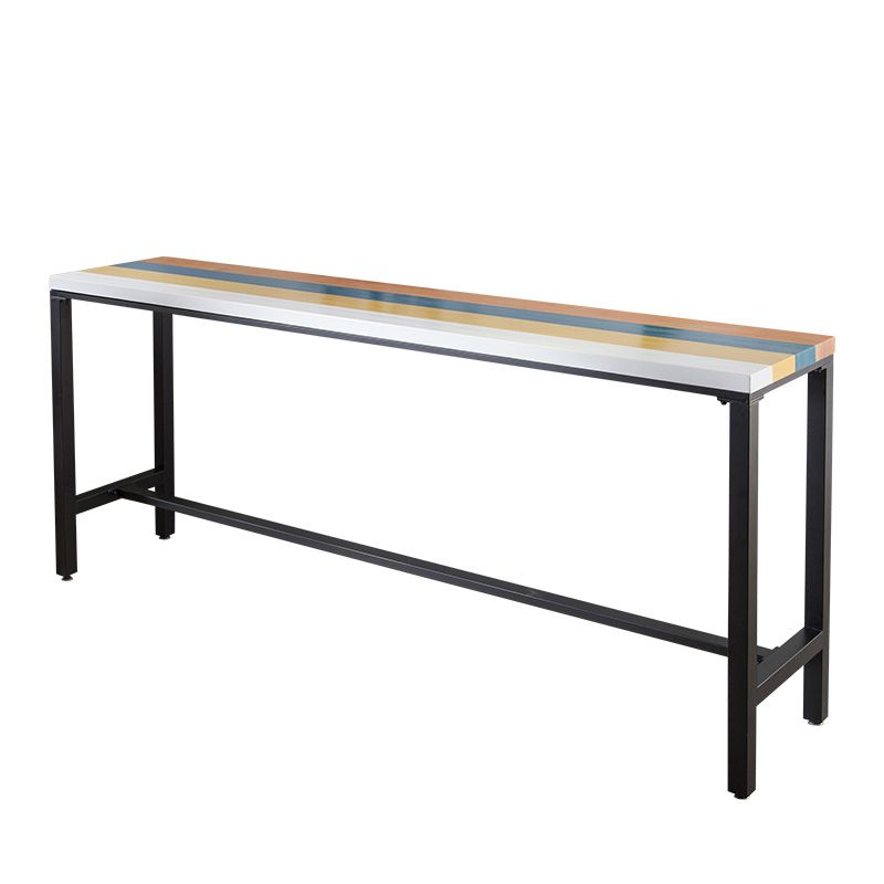 Wood Rectangle Top Bar Table 42-inch Height Industrial Style Bar Table