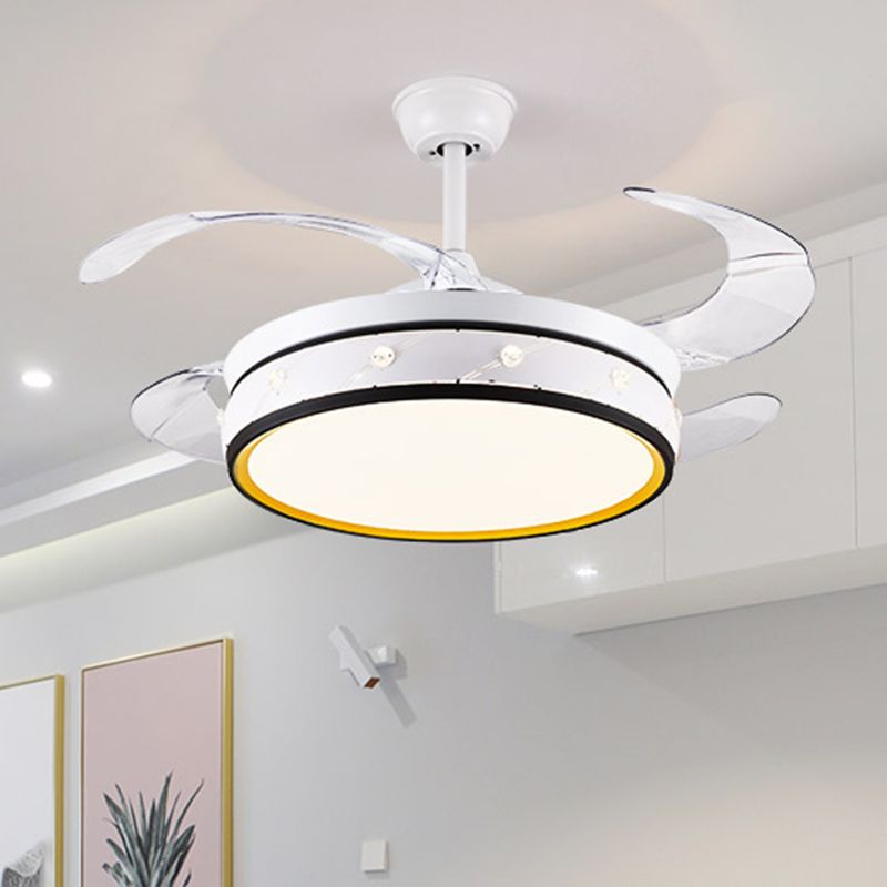 4 messen laser gesneden ronde metalen ventilator licht eenvoudige woonkamer 19 "brede led semi-flush mount verlichting in wit