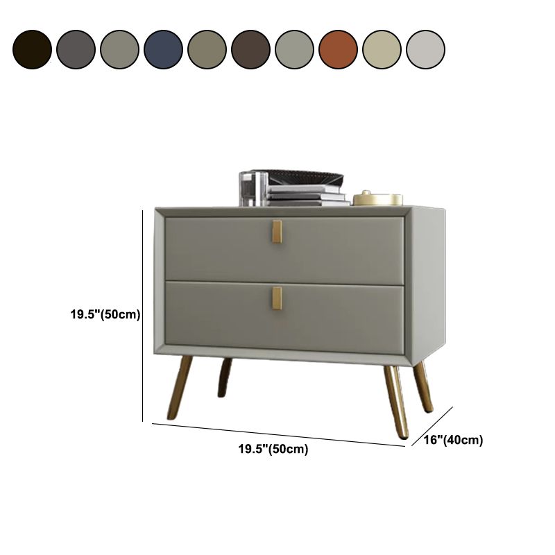 Modern Drawer Storage Night Table Faux Leather Nightstand for Bedroom