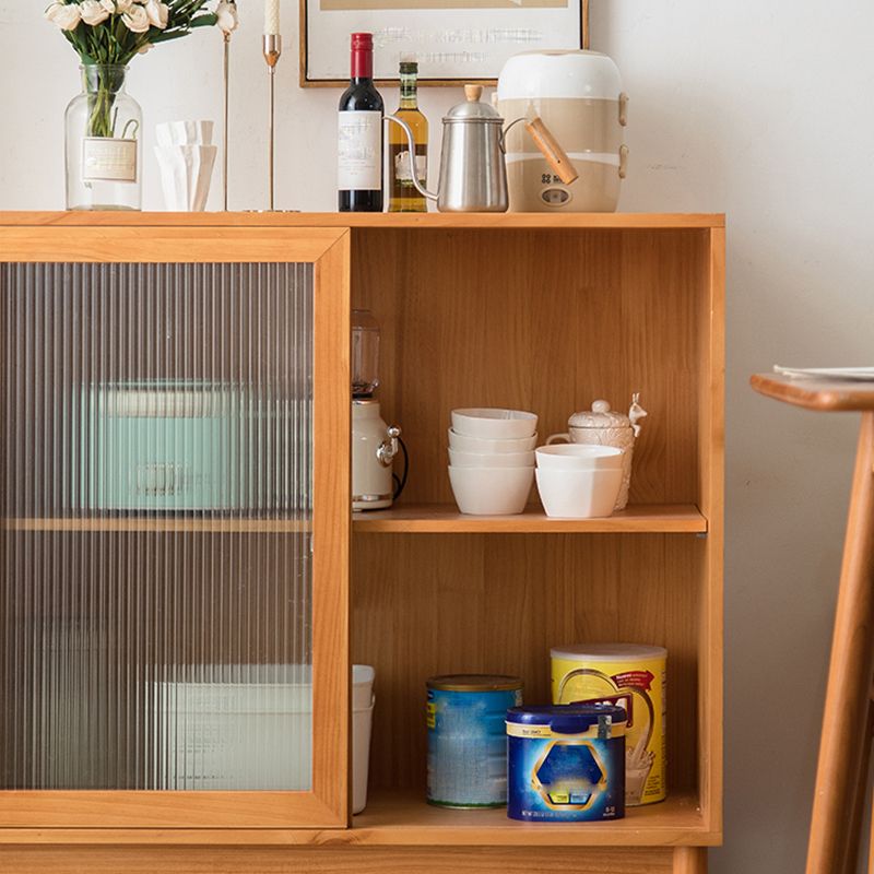 Nordic Style Solid Wood Storage Sideboard Cabinet with Glass Doors