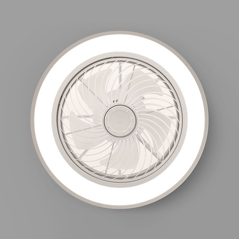 Drum Semi Flush Ceiling Light Modern Metal Bedroom LED Fan Light Fixture