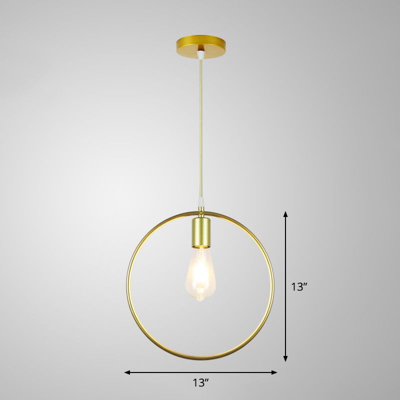 Gold Cage Frame Pendant Ceiling Light Nordic Metal 1 Bulb Dining Room Suspension Light