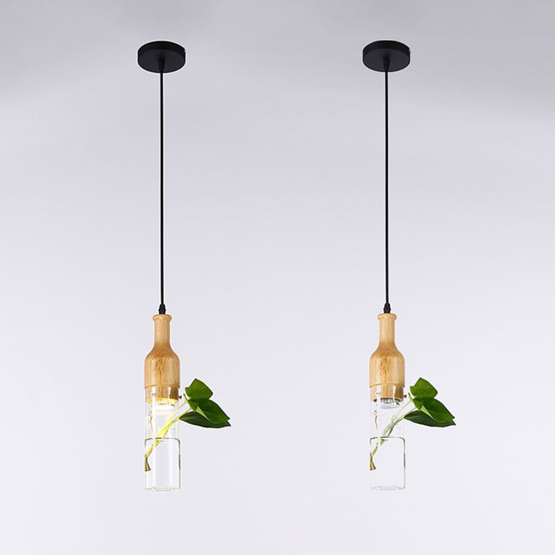 Simplicity Bottle Shaped Planter Ceiling Light Clear Glass Bedroom Hanging Pendant Light