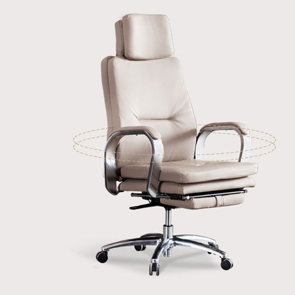 Modern Style Executive Chair Leather Upholstered Office Chair with Fixed Arms