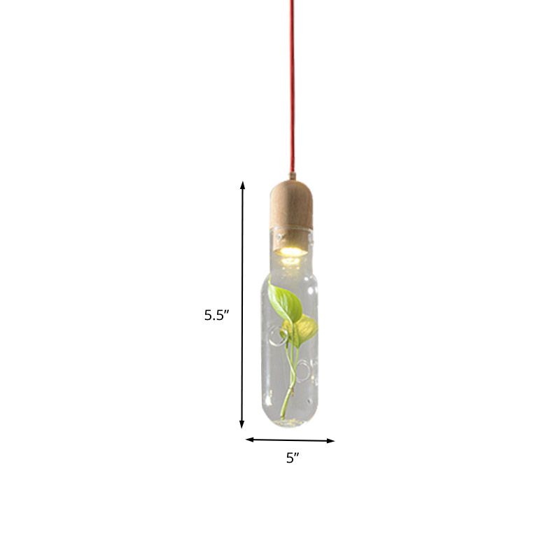 Lámpara colgante de botella beige antiguo vidrio transparente 1 bulbo de restaurante colgante de suspensión LED