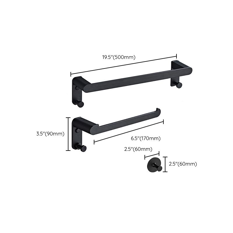 Metal Bathroom Set 5-piece Modern Style Black Bathroom Hardware Set