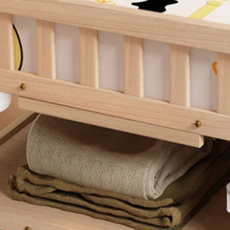 Flat Top Baby Changing Table Solid Wood with Storage Shelf and Wheel