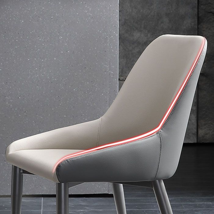 Modern Leather Dining Chair Parsons Chair with Matal Legs in Matte Finish for Home