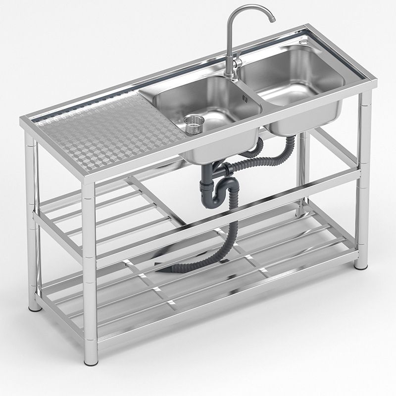 Modern Workstation Ledge Stainless Steel with Accessories and Faucet Workstation