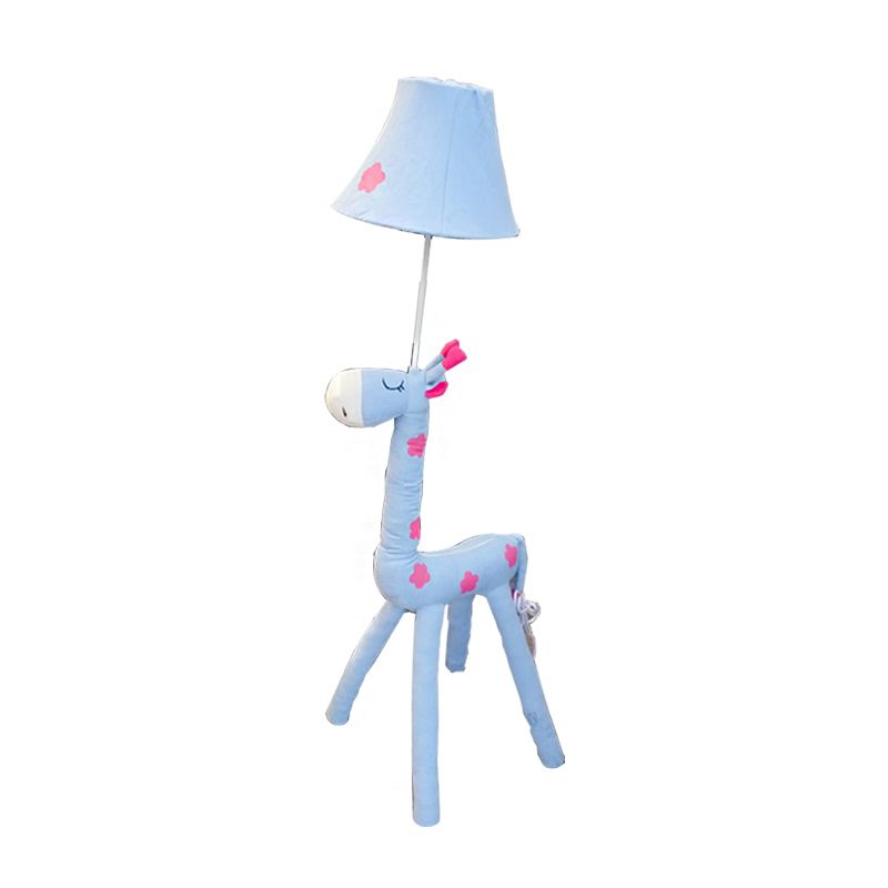 Rote/gelbe Glockenfarbton stehende Stehlampe Kinder 1 Kopfstoff Stofflampe mit Giraffe -Basis für Wohnzimmer