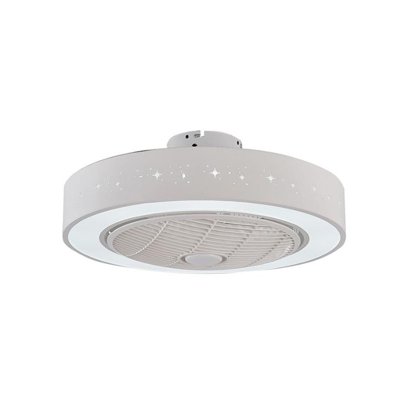 Ventilateur de salon de tambour 8 "de haut Light Metal contemporain LED Blanc 3 lames semi-flush Mount Lighting Fixture