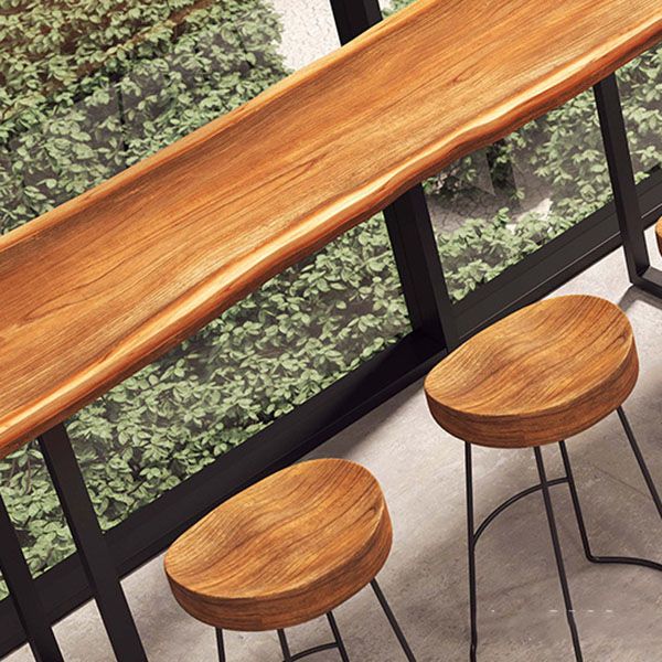 Industrial Style Solid Wood Bar Table Rectangle Sled Base Bar Dining Table