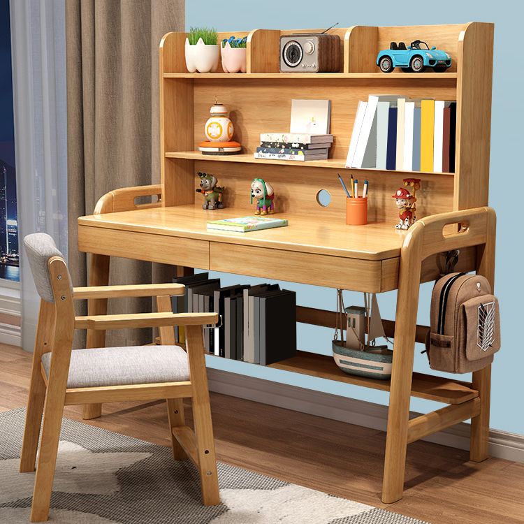 Nordic Rubber Wood Study Desk Multifunctional Lifting Desk with Drawer Home Computer Desk