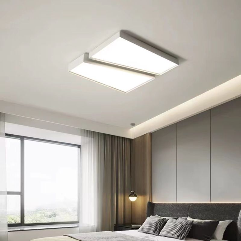 Geometric Interior LED Flush Mount in White Minimalist Iron Ceiling Flush