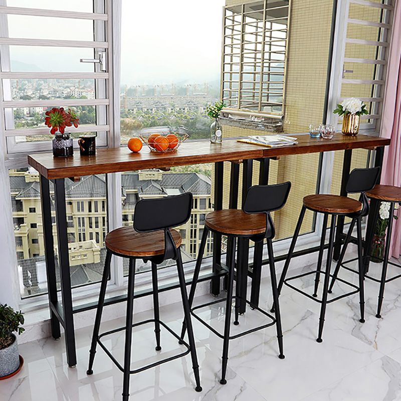 Rectangle Balcony Pub Height Dining Table Industrial Solid Wood Bistro Table