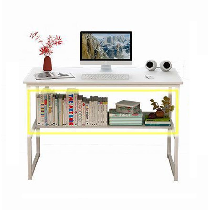 Wooden Rectangular Writing Desk Bedroom Office Desk with Metal Legs