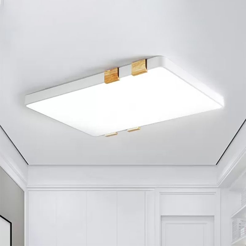 Nordic 1 Light Massimale Lampada con Acrylic Shade Grey / White Rectangular Flush Mount Lighting in Warm / White Light