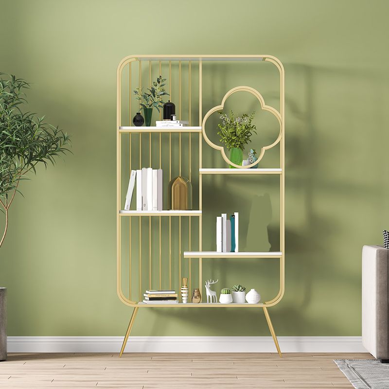 Light Luxury 5 Levels Book Shelf Closed Back Gold Shelf Bookcase