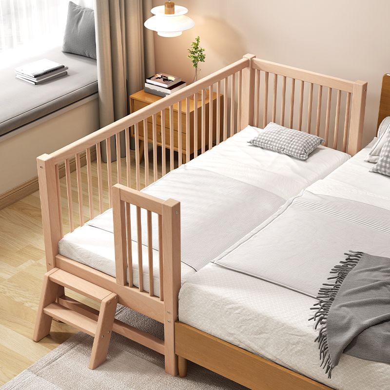 Solid Wood Baby Crib Traditional Beech Nursery Crib with Guardrails