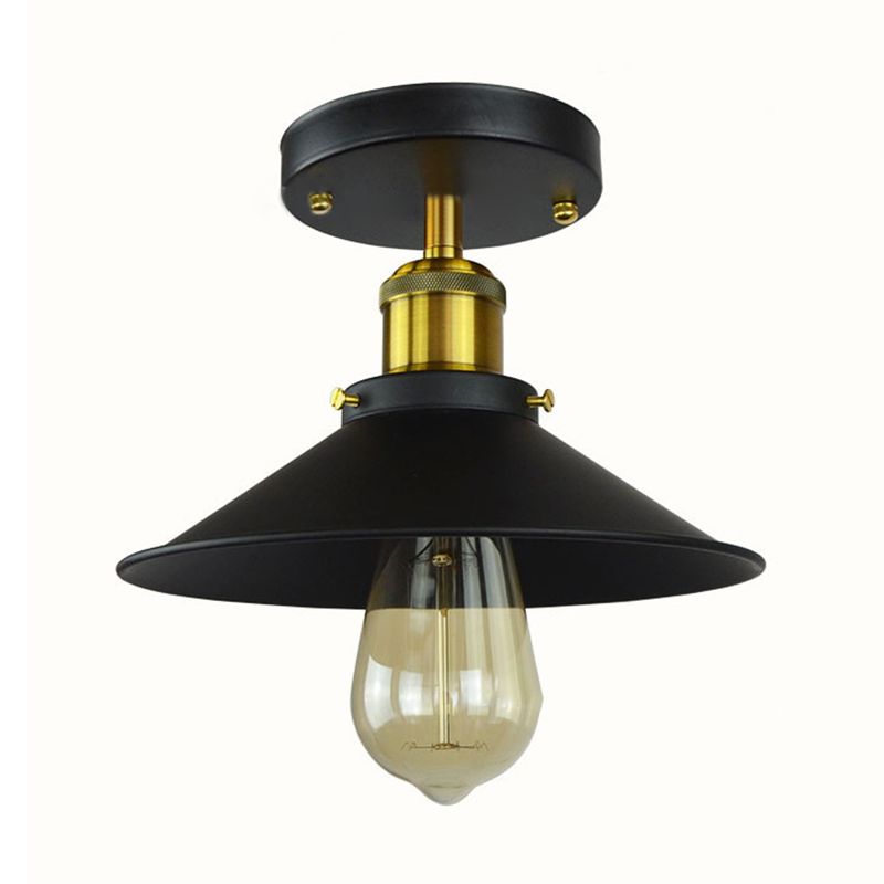 1 Light Metal Semi Flush Light Fixtures Retro Hall And Foyer Semi Flush Mount Ceiling Fixture