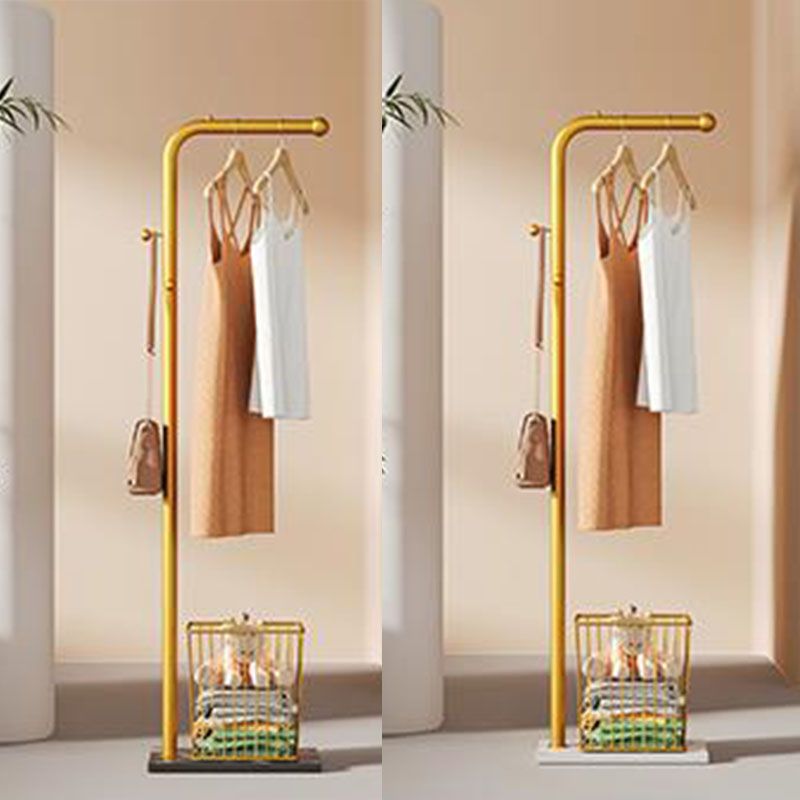 Luxurious Coat Hanger Free Standing Metal Storage Basket Coat Rack for Living Room