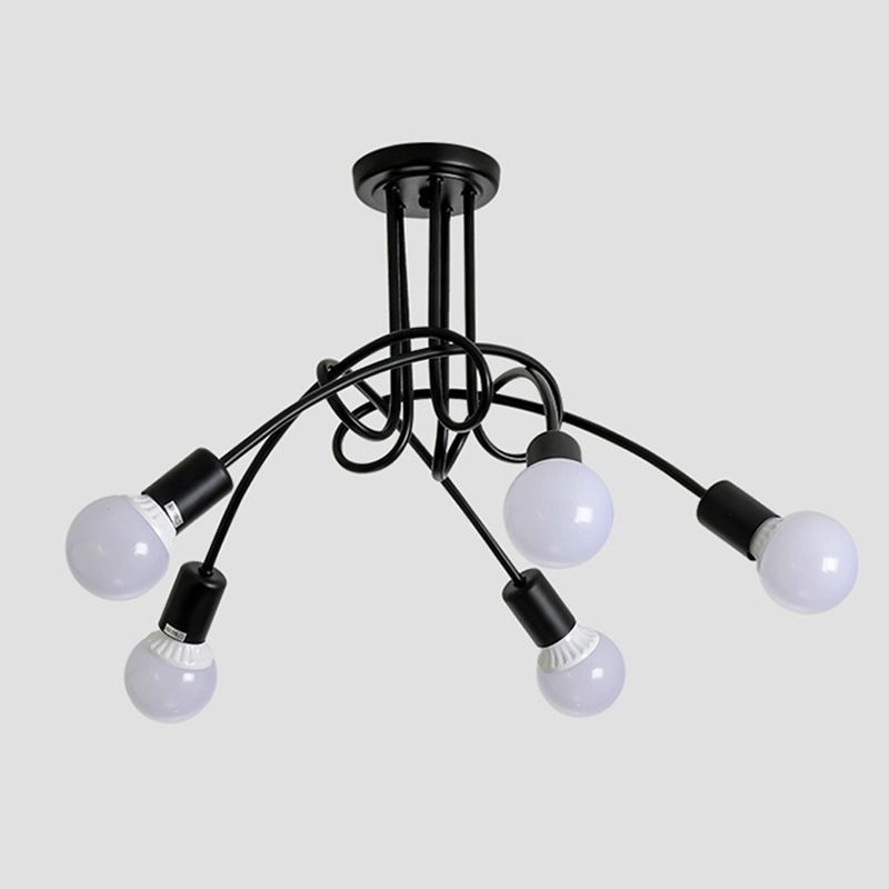 Kronkelende lamp na het ontwerp plafondlicht 5-lichts industriële stijl open lampverlichting hanger voor slaapkamer woonkamer