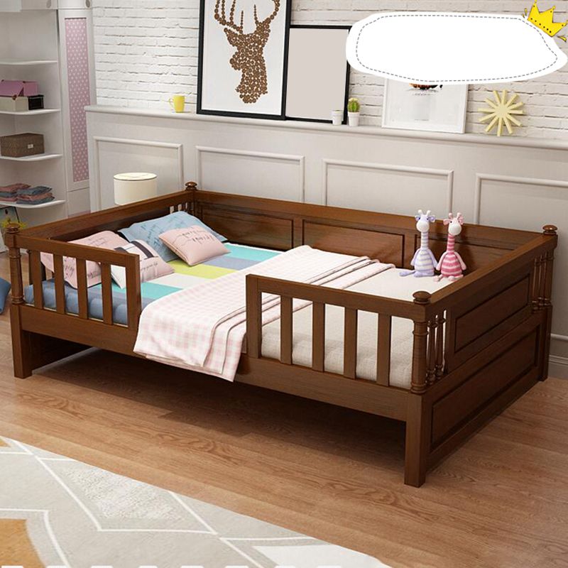 Contemporary Solid Wood Baby Crib with Guardrails Nursery Bed