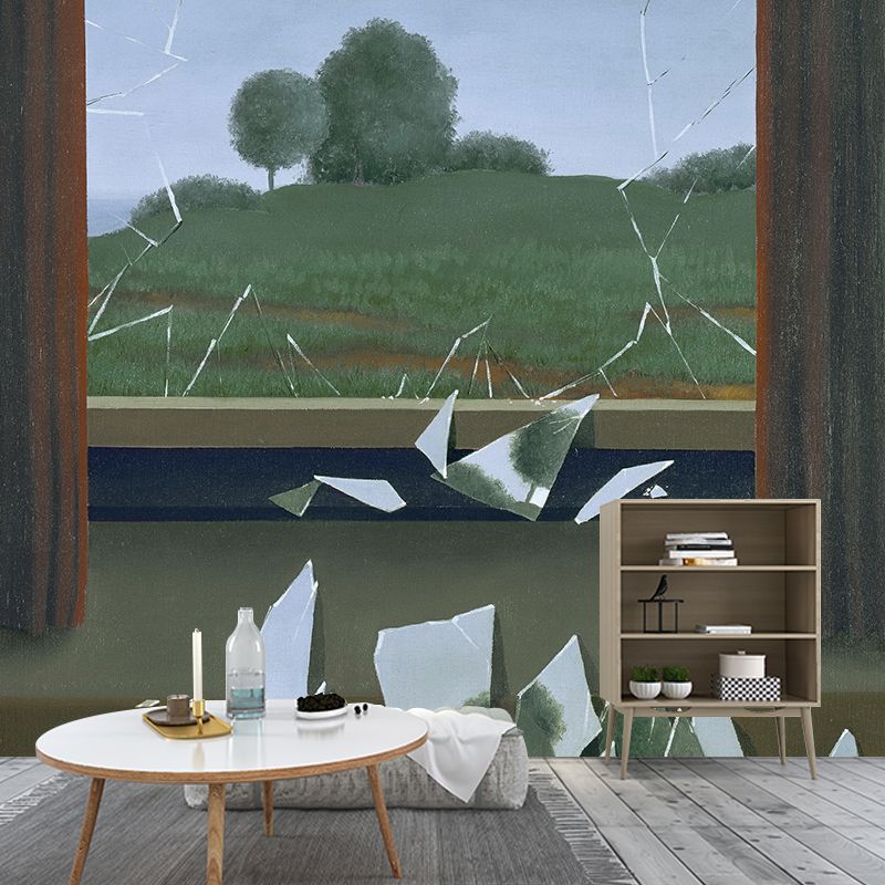 Surrealism Artwork Wall Paper Murals Blue-Green the Key to the Fields Painting Wall Decor