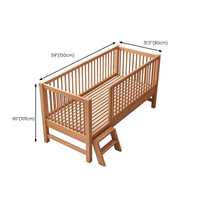 Solid Wood Baby Crib Traditional Beech Nursery Crib with Guardrails