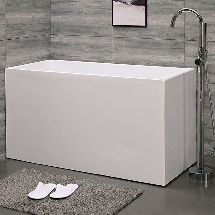 Acrylic Back to Wall Bathtub Rectangular Modern Soaking Bath Tub